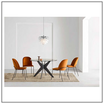 Mesa de salón comedor fija tapa cristal