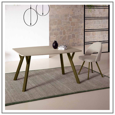 Mesa salón rectangular semiovalada fija